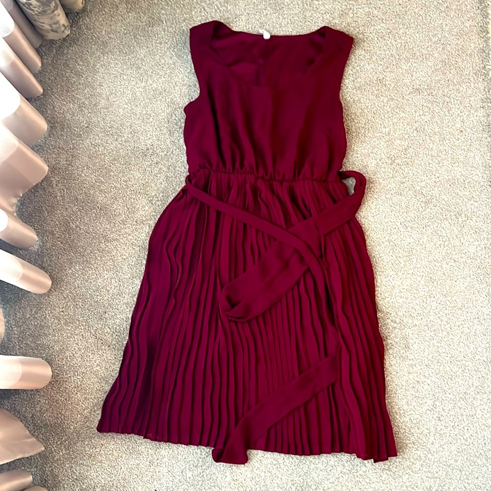 Burgundy maternity midsize dress.